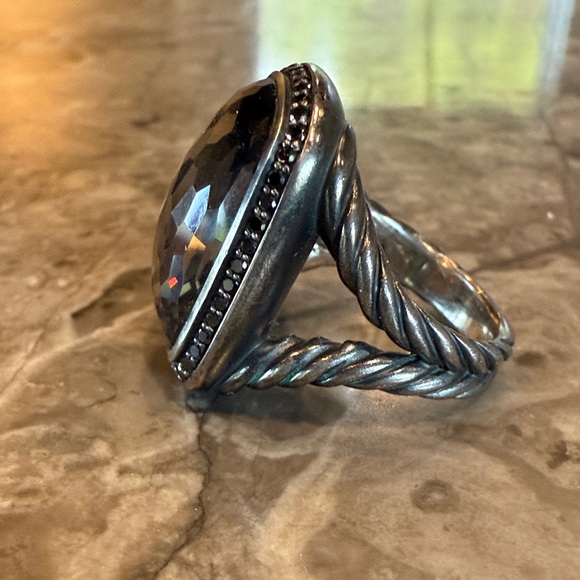 Rare David Yurman Albion Elongated Gray with Black Diamonds - Picture 2 of 5